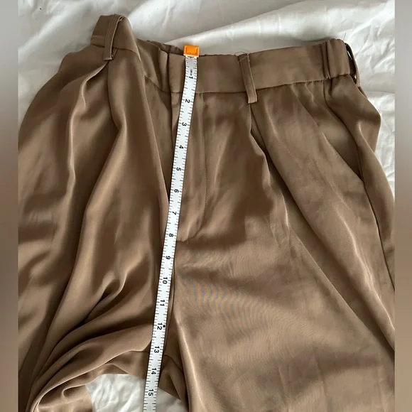 Tronjori Tan Taupe Super Wide-Leg Flowy Women's Pants - Picture 5 of 6